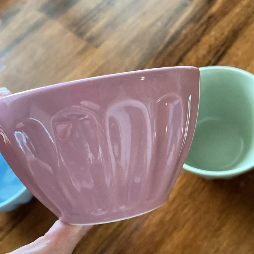 Pier 1 Imports Small Bowl Set Blue Pink Green Dipping Appetizer Bowls Like New